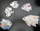Five Wall Art Fish  Hand Crafted Ceramic  Artist Signed Luster Coloring
