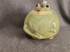 Frog Shaped Oil Burner Lamp Green Brown Spots Glazed Pottery 