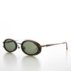 Black Oval 90s Vintage Sunglasses With Bronze Frame And Green Lenses - Dorian