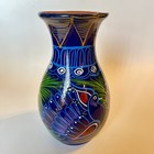 Vintage Hand Painted Talavera Mexican Pottery Vase With Birds 7 5 h Colorful