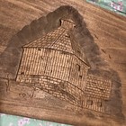 Vintage Carved Wood Plaque Wall Art Folk Art Mountain Village House