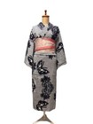 Yukata Set Polyester Belt Butterfly Peony 2-piece Used