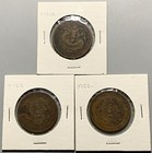 Lot Of 3 China Qing Dynasty Hupeh Dragon 10 Cash Coins