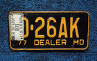 1977 Joplin Missouri Dealer License Plate
