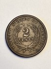 1864 Two Cent Piece  Large Motto  Xf Light Obverse Corrosion    