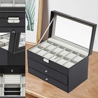 3 Layers 25 Slot Watch Box Display Case Jewelry Sunglass Storage Case Pu Leather