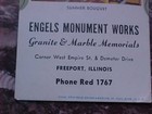 Engels Monument Phone Red 1767 Freeport Illinois Advertising Blotter