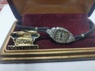 In Working Order 14 K Ladies Waltham Diamond Deco Style Watch With Original Box