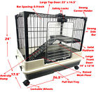2-tier Indoor Puppy Kitten Cat Guinea Pig Rabbit Bunny Rolling Cage Hutch House