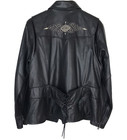 Harley Davidson Black Leather Jacket Womens 1w 18 20 Zip Up Lace Up Motorcycle