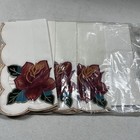 New Set Of 4 Embroidered Cutwork 17x17    Placemats Or Napkins W  Scalloped Edges