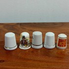 Vintage Thimble Collection Set Of 5 Scenic Souvenir Porcelain Collectible