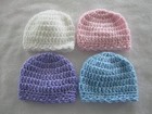      4-crocheted Preemie Baby Hat  beanies 12  4- Colors Set