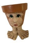 Vtg Funny Face Waddle Pot Man Smile Ceramic Planter Green Eyes Funny Toes 9   