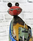 Rustic 15  Repurposed Recycled Colorful Scrap Metal Frog W  Umbrella Statue Home