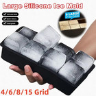 Silicone Big Ice Cubed Maker Large Cube Square Tray Molds Whiskey Ball Cocktails