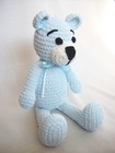 Plush Teddy Bear Handmade Crochet 16 5  Stuffed Plushie Animal Bear Blue Boy