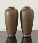 Pair Antique Japanese Meiji Taisho Bronze Vases High Relief 3 Claw Dragon Clouds
