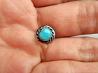 Estate Handcrafted Rope Style Silver Turquoise Tie Tack Lapel Pin Free Shipping