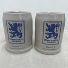 Vintage German Beer Mug Stein Set 2 Lowenbrau Munich Emmys Zum Deutschen Eck  5l