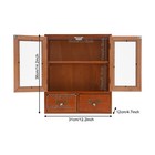 Vintage Tabletop Organizer With 2 Drawers   Glass Door Storage Cabinet Brown