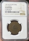 1787 New Jersey Ngc Au Details No Plow Sprig Colonial Copper Coin