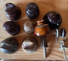 9 Vintage Porcelain Ceramic Telegraph Telephone Electric Insulators Nep Thomas B