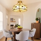 Vintage Ceiling Light Chandelier Stained Glass Lamp Flush Mount Fixture 110-220v