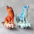 Wolf Figures Fantasy Fire   Water Elemental Theme Ornaments  customized Upcycled