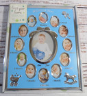 Tiny Idea My First Year Photo Frame Newborn To 1 Year Blue Silver Open Box