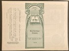 West End Cigar Company Unissued Stock Certificate - Newark  Nj