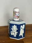 Antique Chinese Porcelain Painted Tea Caddy Jar Chinoiserie Blue White Vase Pink