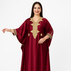 Red Velvet Moroccan Caftan Dress Women Handmade Embroidered Maxi Gown Kaftan