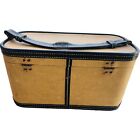 Vintage Leather And Tweed Luggage Make Up Train Case