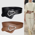 Real Leather Waist Belt Silver Alloy Buckle Women Dresses Coats Wide Waistband
