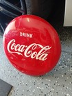 C 1950s Original Vintage Coca Cola Button Sign Metal 12 Inch Soda Coke Pepsi Am