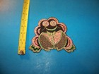 Frog  pink   Green   Large Embroidered Patch  Vintage 1980 s