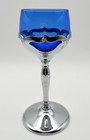 Farber Bros Krome Kraft Cobalt Royal Blue Art Deco Liquor Cocktail Glass Vintage