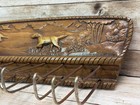 Hunting Dog Birds Syroco Wood Tie Rack 1940s-1950s Vintage Wall Decor Cabin Core