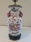 Antique Chinese Export Chinoiserie Porcelain Fruit Longevity Vase Lamp 29  H