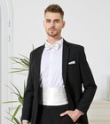 Mens Formal Solid Pretied Bow Tie Pocket Square Cummerbund Set Tuxedo
