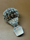 Large Vtg Solid Clear Glass Wine Bottle Decanter Topper Stopper Diamond Pattern