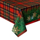 Joyfol Day Winter Holiday Christmas Tablecloth  Plaid Printed Fabric Table Cl   
