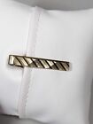 Vintage Swank Gold Tone Ribbed Stripe Textured Tie Clip