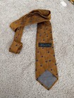 Vintage Robert Talbott Silk Necktie Gold Blue Geometric Pattern Mens Classic Tie