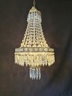 Antique Vintage Brass   Crystals French Empire Chandelier Ceiling Lamp Light