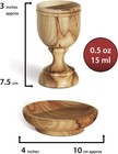 2 Small Communion Cups With Wooden Bread Tray In A Gift Bag  Hand Carved Kiddush