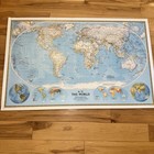 Vtg Large 30x46 World Map National Geographic Society 1988 Geography Display