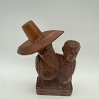 Vintage Hand Carved Folk Art Wooden Asian Man And Woman Sculpture Figurine 8   