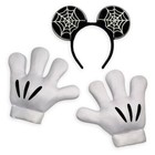 Mickey Mouse Light-up Skeleton Costume Gloves   Headband Ears Set For Adults